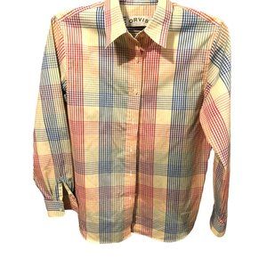 Orvis Men's Wrinkle Free Cotton/Poly L/S Button Shirt Rainbow Madras Plaid Small